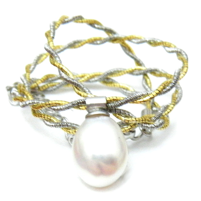 White Drop Pearl Pendant on Twisted Rope